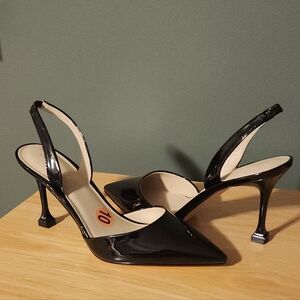 Marc Fisher Black Patent Slingback Heels